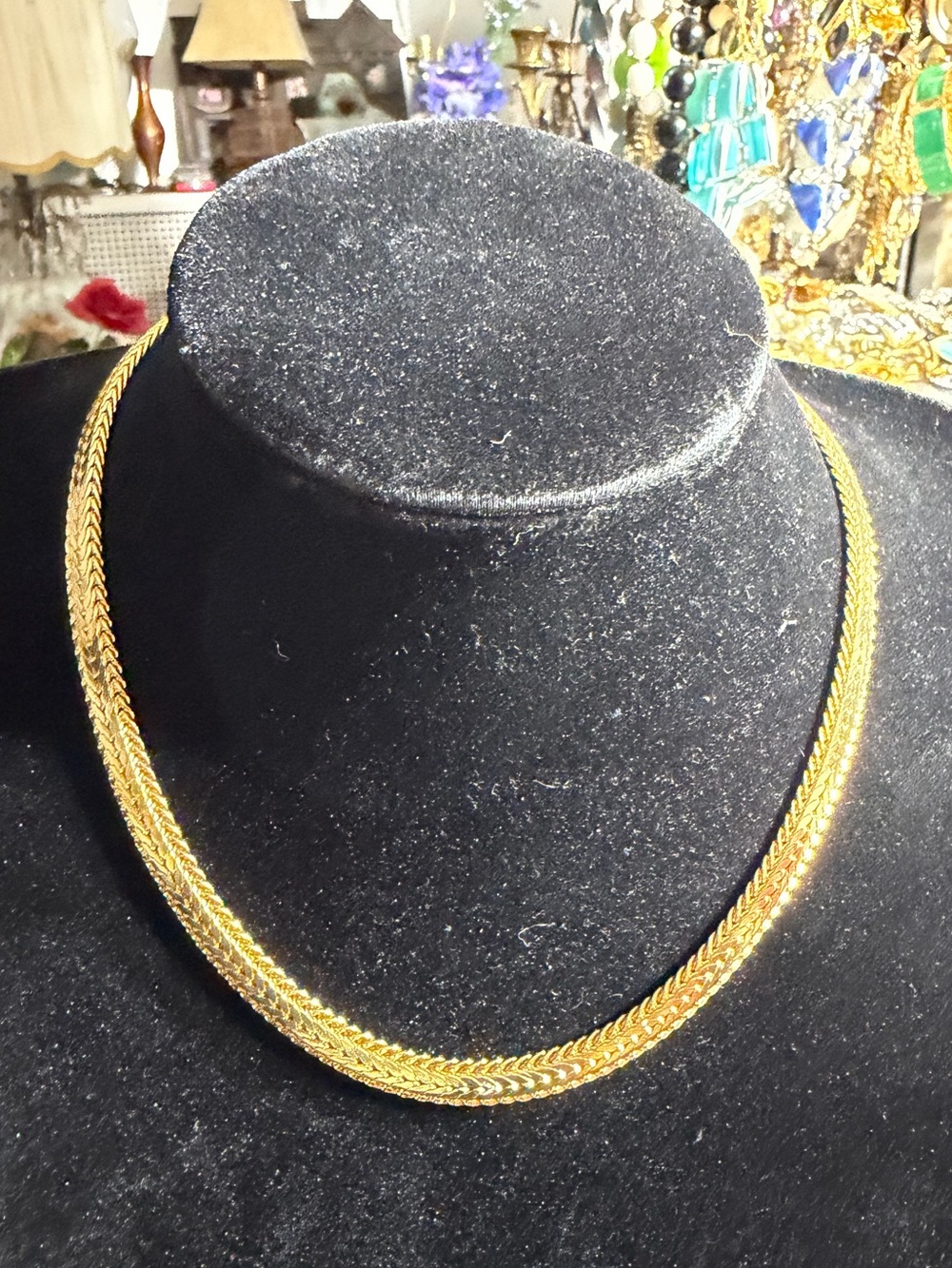 Vintage Monet Gold Tone Braided Chain Necklace 16”